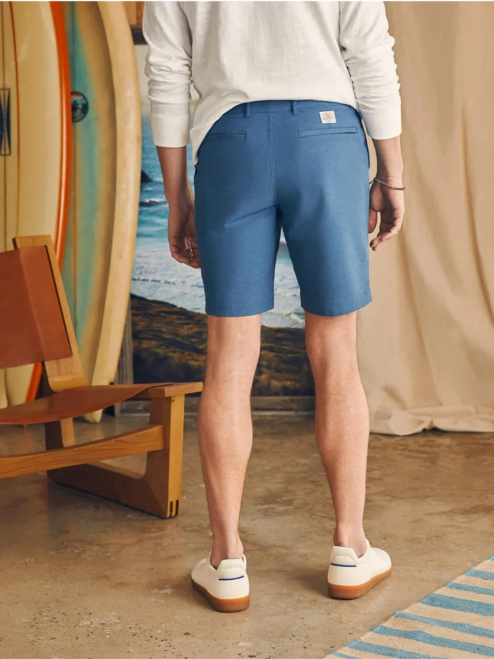 Faherty All Day Shorts 38 Navy 4 Way Stretch Viral Active Essential Pull On